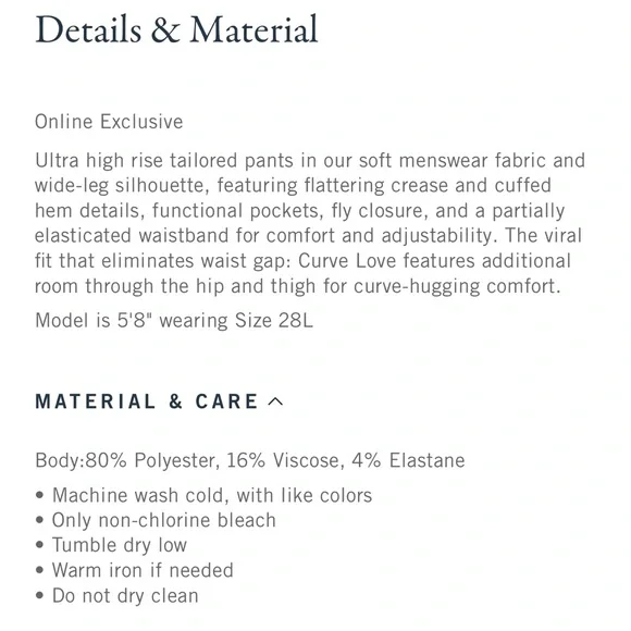 Abercrombie Cuffed Hem Tailored Wide Leg Pants - Picture 7 of 7